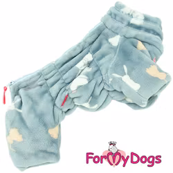 Fleeceoverall "Puderblå bunny Plysh" Hane "For My Dogs"