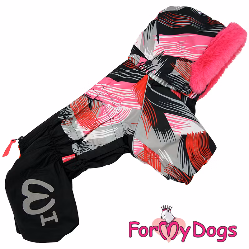 Varm Vinteroverall "Rosa ränder" Tik "For My Dogs"