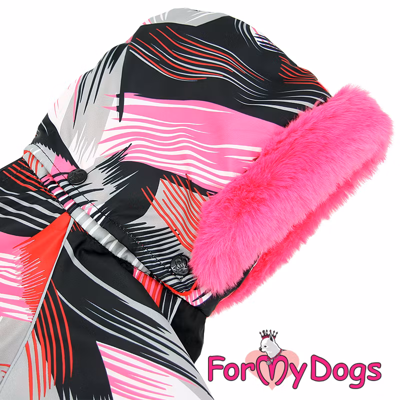 Varm Vinteroverall "Rosa ränder" Tik "For My Dogs"