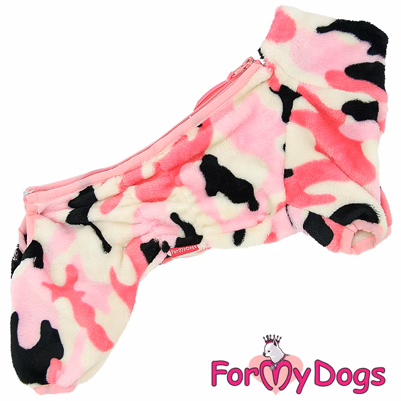 Varm Plysh/Fleece Overall "Rosa Camo" Tik "For My Dogs"