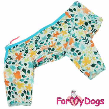 Duster tunn skyddsoverall " White Flower Power " Tik "For My Dogs"
