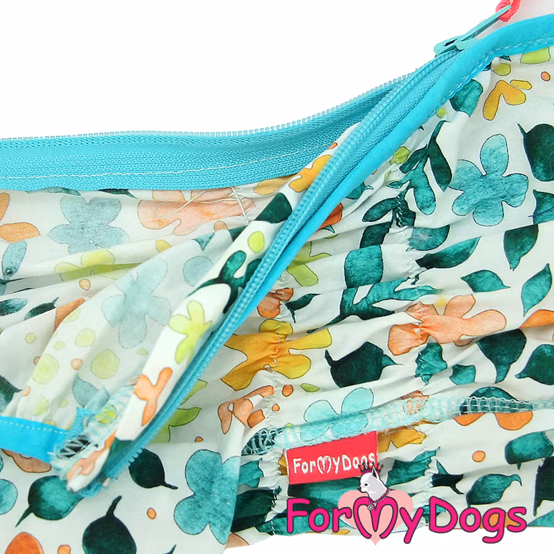 Duster tunn skyddsoverall " White Flower Power " Tik "For My Dogs"