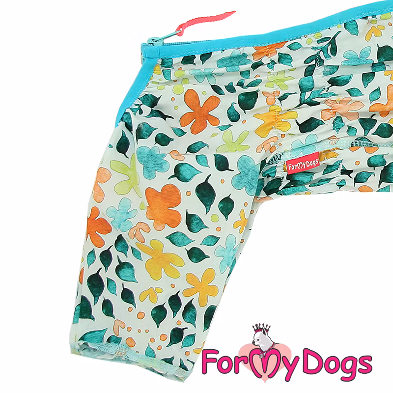 Duster tunn skyddsoverall " White Flower Power " Tik "For My Dogs"