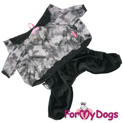Mysdress Suit Pyjamas overall "Black/Gray" Unisex "For My Dogs"