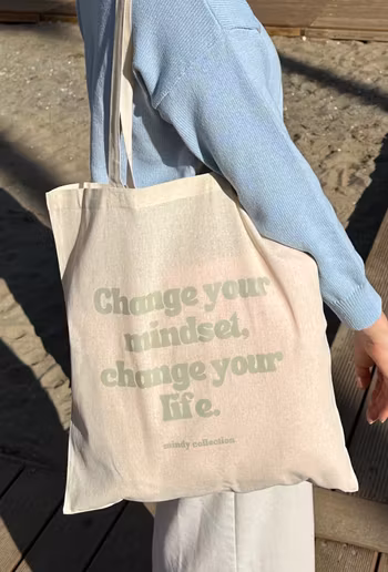Change your mindset, Change your life  - Naturfärgad Tygpåse