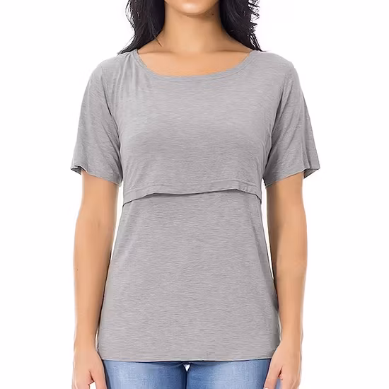 Kortärmad Amningstopp 3pack Mörkgrå-Ljusgrå