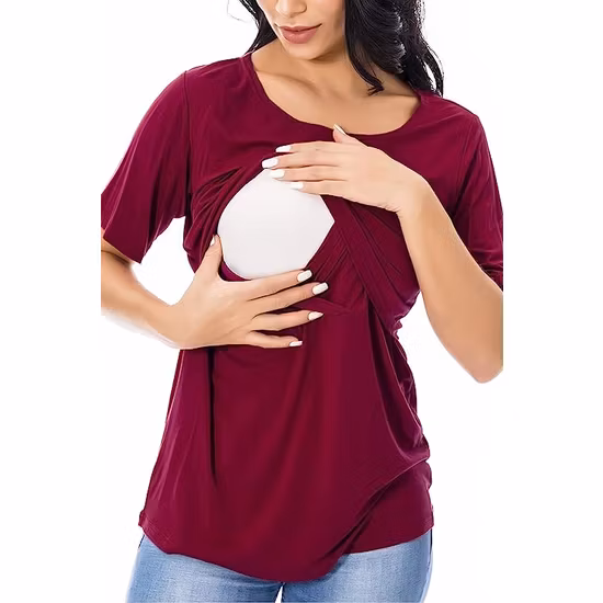 Kortärmad Amningstopp 3pack Röd/Svart