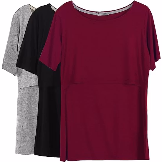 Kortärmad Amningstopp 3pack Röd/Svart