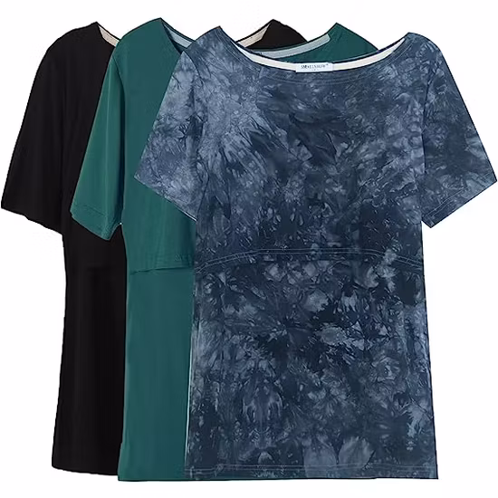 Kortärmad Amningstopp 3pack Blå/Grön