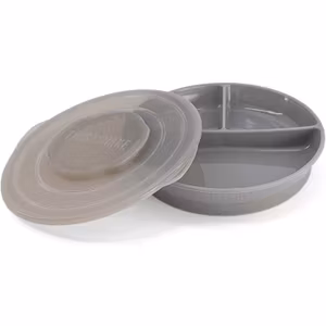 Twistshake Babytallrik med Lufttätt Lock Grå