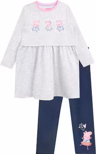 Greta Gris Långärmad Topp & Leggings Grå/Blå