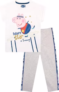 Greta Gris Långärmad Topp & Leggings Vit/Grå