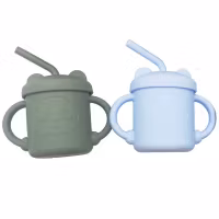 BabyBloom Silikonmuggar med sugrör 2-Pack