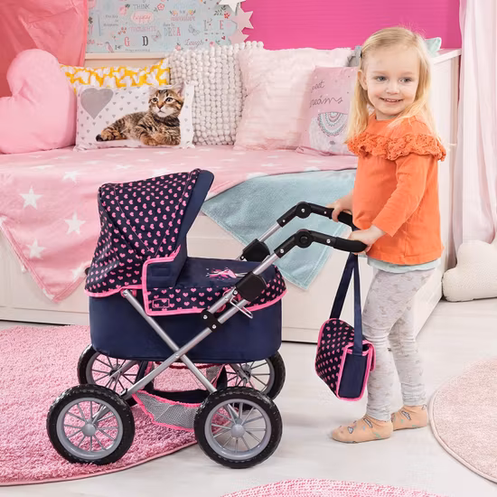 Bayer Design Dockvagn Trendy, Mörkblå/Rosa