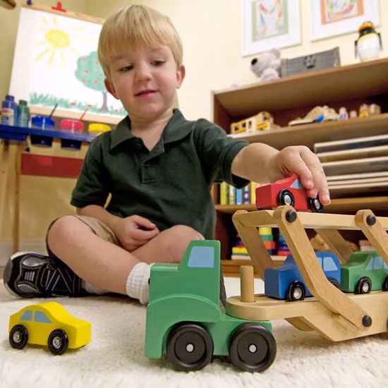Melissa & Doug Biltransport med 4 bilar