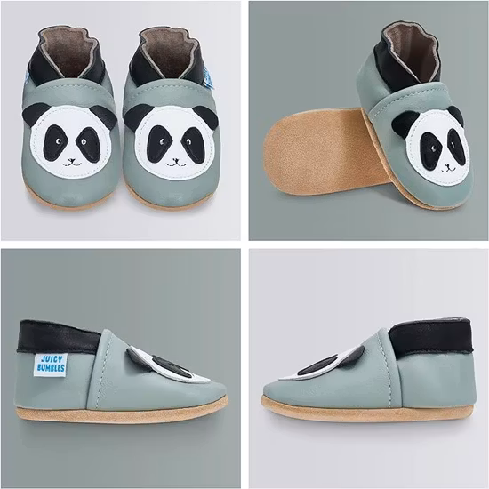 Juicy Bumbles Mjuka Lära-Gå Skor Grön Panda