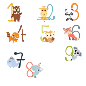 Dreamscape Väggdekal Djur Med Siffror