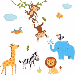 Little Deco Väggdekal Djungeldjur