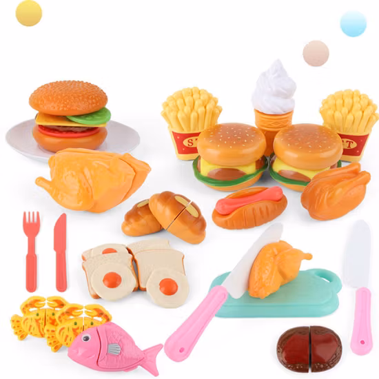 Beambox Toys Leksaks Mikrovågsugn Med Mat Blå