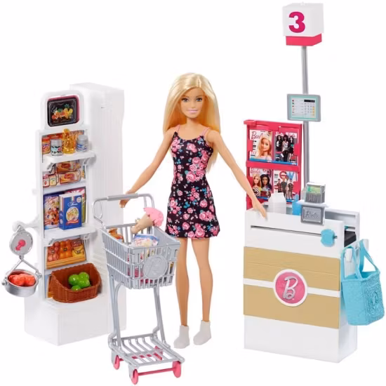 Barbie Supermarket Med Docka