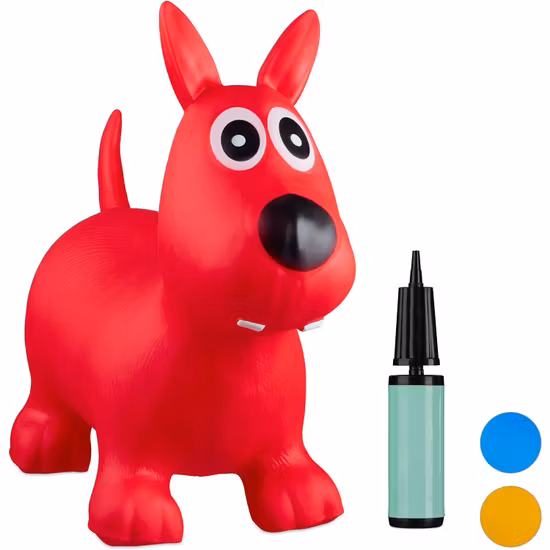 Relaxdays Hoppdjur Hund Röd Inklusive Pump