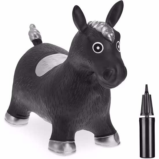 Relaxdays Hoppdjur Häst Svart Inklusive Luftpump