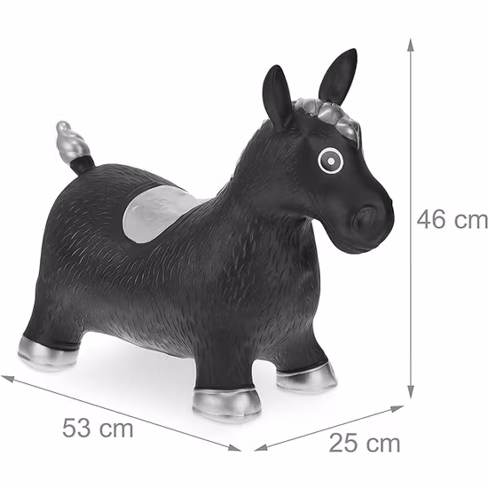 Relaxdays Hoppdjur Häst Svart Inklusive Luftpump