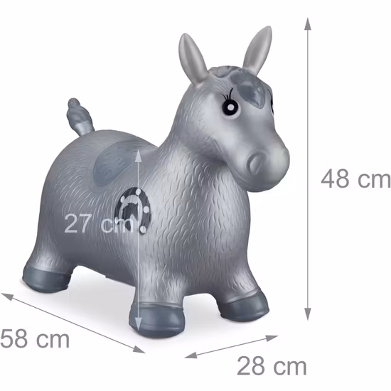 Relaxdays Hoppdjur Häst Silver Inklusive Luftpump