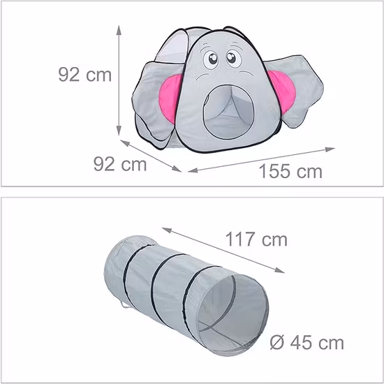 Relaxdays Lektält Med Tunnel Elefant