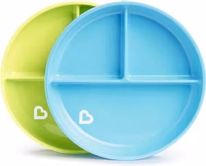 Munchkin Stay Put Tallrik 2-Pack Blå/Grön