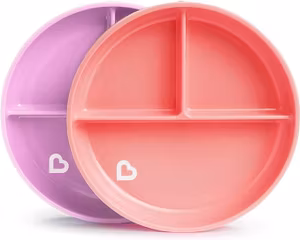 Munchkin Stay Put Tallrik 2-Pack Rosa/Lila