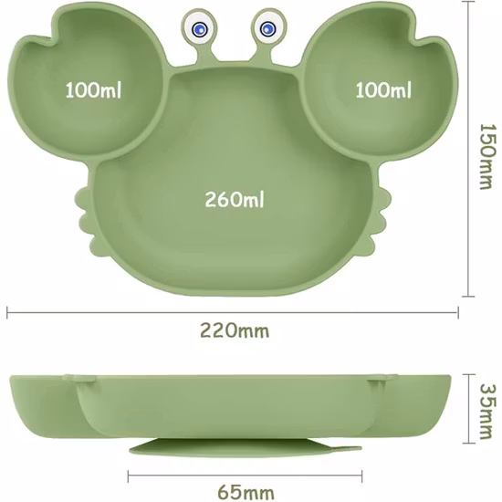 Vicloon Silikontallrik Krabba Grön