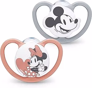 NUK Space Napp Silikon 2-Pack 6-12 Månader Musse och Mimmi Pigg