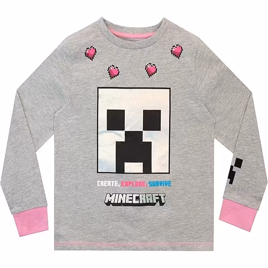 Minecraft Pyjamasset Grå/Rosa