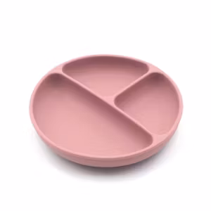 BabyBloom Tredelad Barntallrik Med Sugpropp Rosa