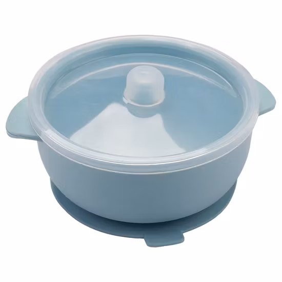 BabyBloom Barnskål Med Lock Och Bestick Blå