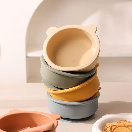 BabyBloom Barnskål Med Sugpropp Mörkrosa