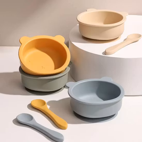 BabyBloom Barnskål Med Sugpropp Mörkrosa