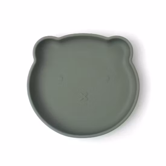 BabyBloom Barntallrik Med Björnmotiv Mörkgrön