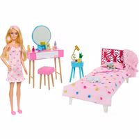 Barbie lekset med docka och dockmöbler