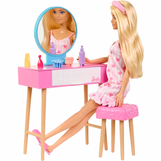 Barbie lekset med docka och dockmöbler