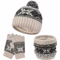 Chavle Mössa med vantar och halsduk set Grå