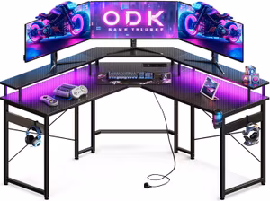 ODK Gamingbord med LED-belysning Kolfiber Svart