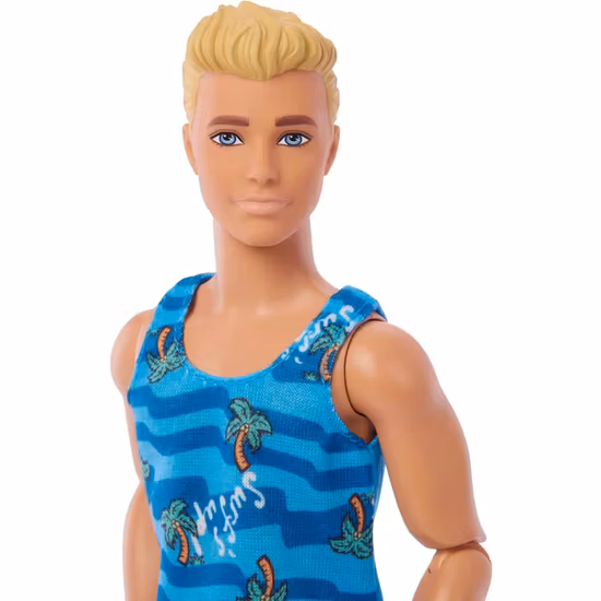 Ken docka med surfbräda och hundvalp