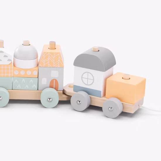 Navaris Dragleksak Tåg Med Byggklossar Orange