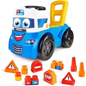 Feber Gåbil Polis Med Byggklossar