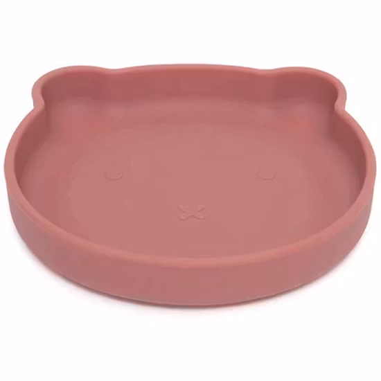 BabyBloom Barntallrik Med Björnmotiv Mörkrosa