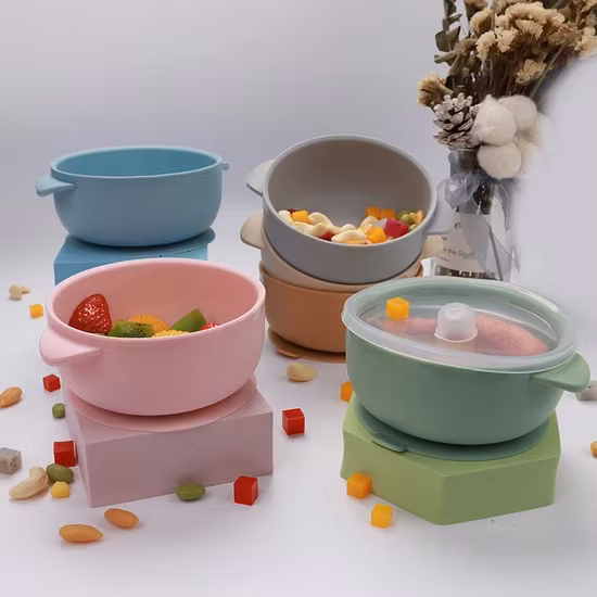 BabyBloom Barnskål Med Lock Och Bestick Grön