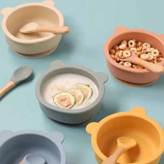 BabyBloom Barnskål Med Sugpropp Mörkrosa