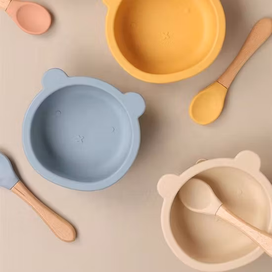 BabyBloom Barnskål Med Sugpropp Mörkrosa